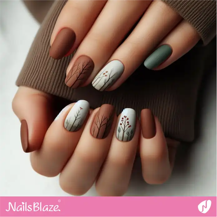 Brown and Green Forest Nails | Love the Forest Nails - NB2782
